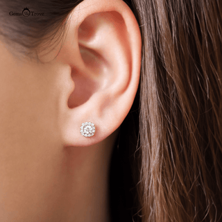 Elegant Diamond Halo Stud Earrings