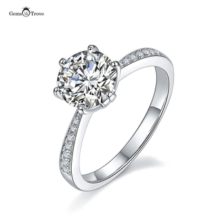 Round moissanite diamond pave ring