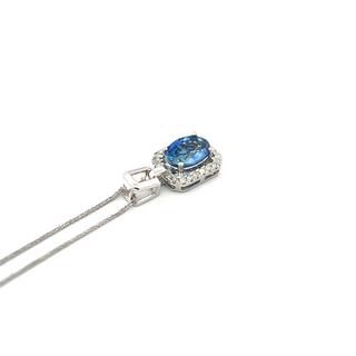 Oval Sapphire Halo Pendant