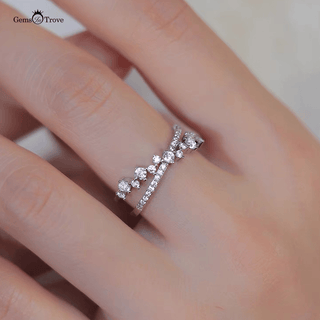 Criss Cross Diamond Cluster Ring