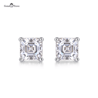 Asscher Moissanite Stud Earrings