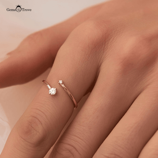 Minimalist Two Diamonds Band Ring