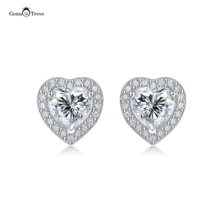 Moissanite Heart Stud Earrings