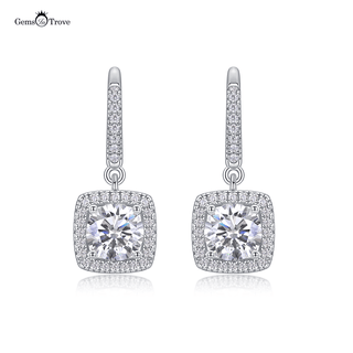 Moissanite Halo Dangle Ohrringe