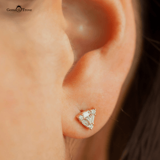 Diamond Gold Triangle Studs