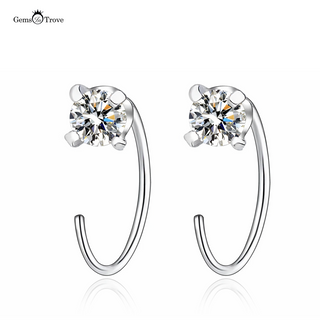 Moissanite Solitaire Hook Earrings