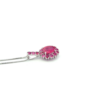Seraphine Ruby Cascade Halo Pendant
