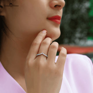 V Shaped Moissanite Eternity Band
