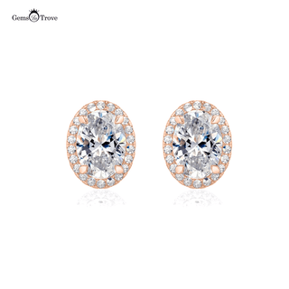 Radiant Oval Halo Studs