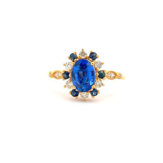 Sapphire Diamond Cluster Ring