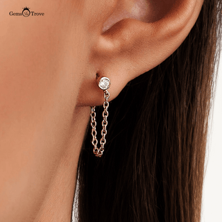 Diamond Chain Stud Earrings