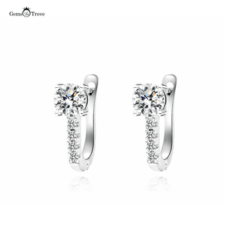 Moissanite Stud Earrings Pave Halo