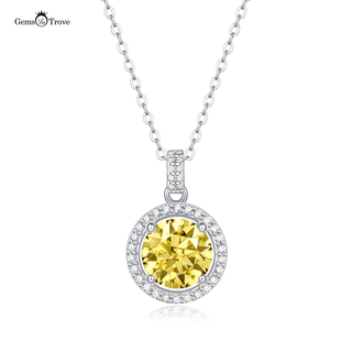 Yellow Moissanite Diamond Halo Pendant