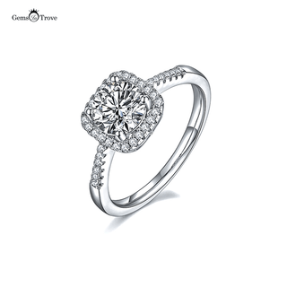 Cushion Halo moissanite diamond ring