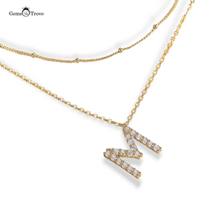 Letter M Moissanite Pendant stacking