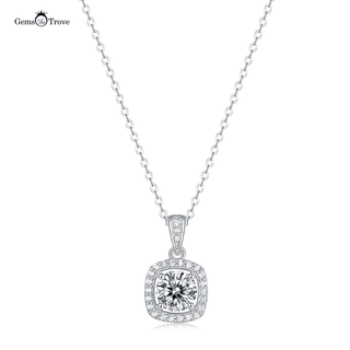 Cushion Halo Round Moissanite Pendant