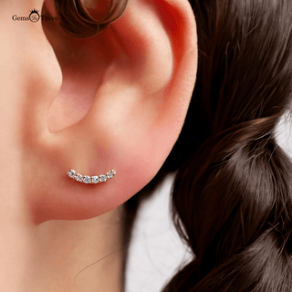 Curved Gold Diamond Earrings