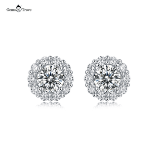 Moissanite Halo Stud Earrings