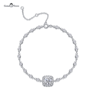 Halo Moissanite Bezel Chain Bracelet