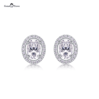 Radiant oval Moissanite Halo Earrings