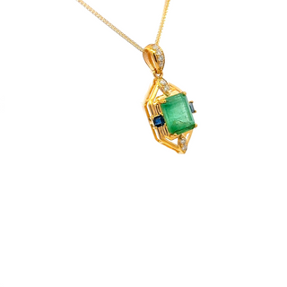 Emerald Sapphire Duo Pendant