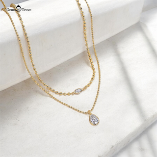 Pear-Marquise Moissanite Necklace Stacks