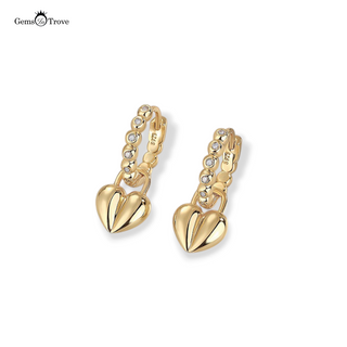 Moissanite Gold Heart Earrings Drop
