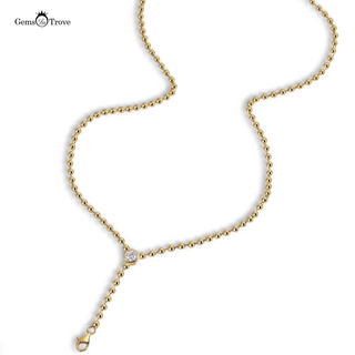 Lariat Beaded Moissanite Necklace