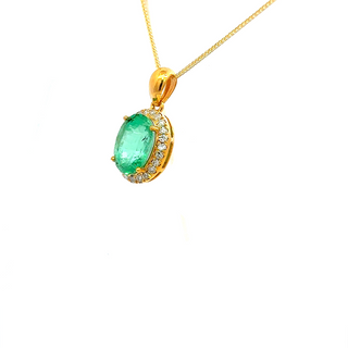 Classic Oval Emerald Halo Pendant