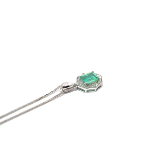 Emerald White Gold Halo Pendant