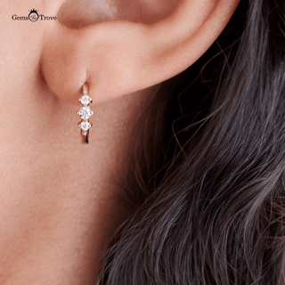 Elegant Diamond Vertical Hoop Earrings