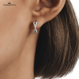 Diamond Crisscross Gold Hoop Earrings