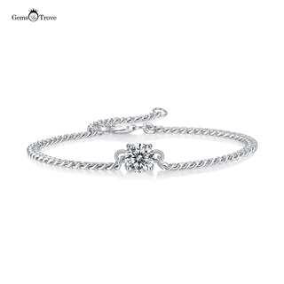 Round Moissanite Sterling Silver Bracelet