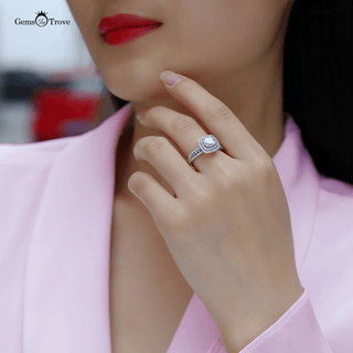 Sophisticated Shoulder Halo Ring