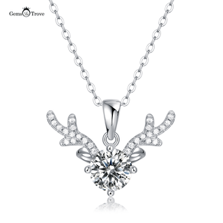 Deer Antler Moissanite Diamond Pendant