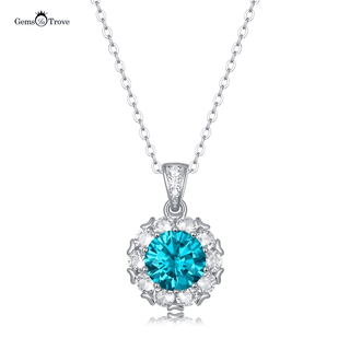 Moissanite Blue Diamond Halo Pandent