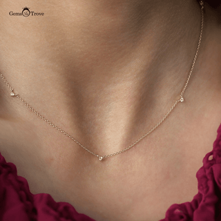 Diamond Embedded Gold Chain Necklace