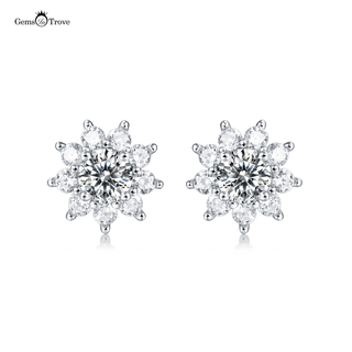 Moissanite Flower Earrings Studs