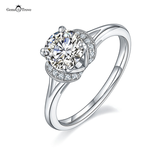 Round halo moissanite diamond ring