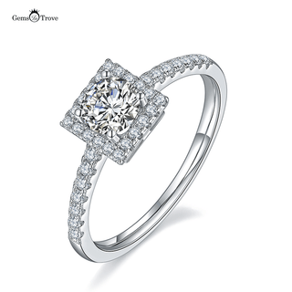 Square Halo Moissanite Diamond ring