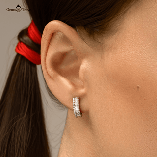 Sleek Diamond Adorned Hoop Earrings