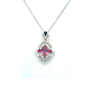 Pink Spinel Ruby Halo Pendant