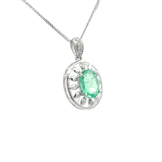 Emerald Diamond Oval Pendant