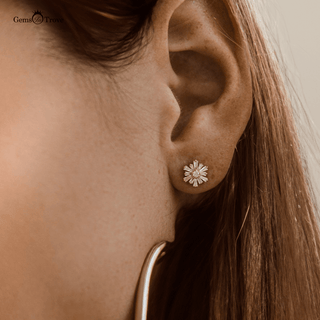 Floral Diamond Gold Earrings