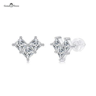 Moissanite heart Princess cut Earrings