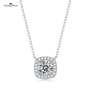 Cushion Halo Moissanite Pendant Necklace