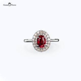 Ruby Ring Double Diamond Halo