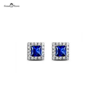 Sapphire Blue Princess Cut Studs
