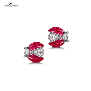 Ruby Stud Earrings Beetle