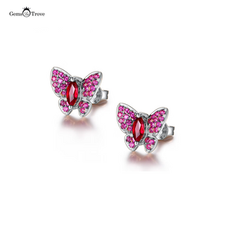 Ruby Stud Earrings Butterfly